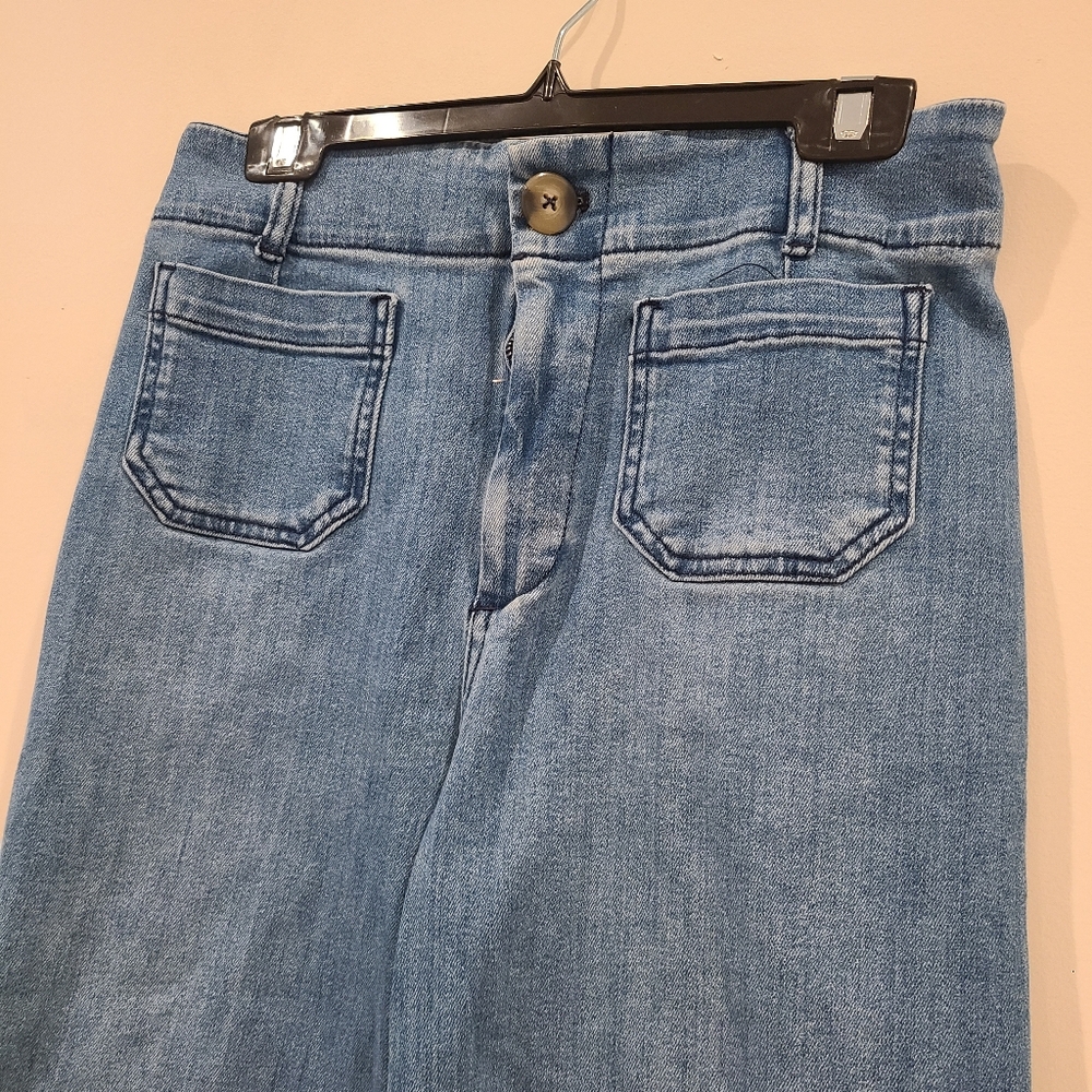 Pilcro And The Letterpress By Anthropologie Cropped Wide Leg Highrise Jeans 28 - Picture 3 of 10